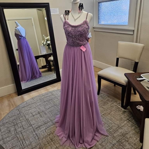Size 10 "Lilac" beaded soft net two piece prom/evening gown by Sherri Hill NWT - Picture 1 of 13